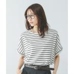 「GLOBAL WORK」 半袖カットソー MEDIUM ホワイト×ブラック レディース