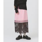 スカート サテン レースキリカエ タイト スカート