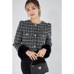 ショッピングラメ ジャケット ノーカラージャケット 「ZOZO限定」ラメループツイードファージャケット レディース