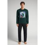 パジャマ コットン ダルメシアンプリント ロングパジャマ メンズ