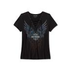 ショッピングハーレーダビッドソン tシャツ ブリング 半袖 レーストフロントTシャツ - ダークエンジェル レディース