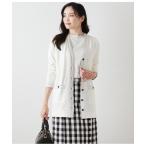 ショッピングロングカーディガン ニット セーター コットンポリエステル 配色ステッチVネックロングカーディガン レディース