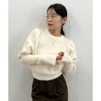 ニット セーター モヘアパフスリーブニットトップス レディース