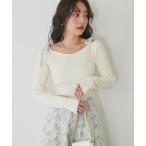 ニット セーター アンゴラタッチリボンオフショルニット レディース