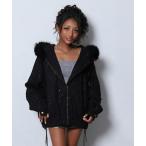 ブルゾン アウター 「BLACKQUEEN」ラメ入りファーブルゾン レディース