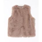 ショッピングagain ベスト ジレ シャギーファーベスト/ベージュ レディース