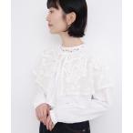 ブラウス シャツ handcraft　かぎ針とお花のボレロ襟ブラウス レディース