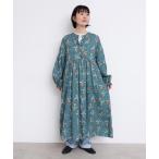 ショッピングJapan ワンピース ちぎり絵のチューリッププリント　ギャザーワンピース