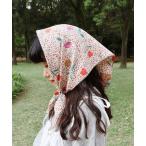 ショッピングバンダナ スカーフ バンダナ ちぎり絵のチューリッププリント　大きなスカーフ レディース