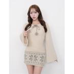 ワンピース ノルディックパネルニットミニワンピース