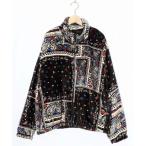 ショッピングバンダナ ブルゾン アウター 153734：ランダムバンダナ柄 双面フランネルブルゾン レディース