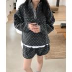 セットアップ ドット柄ラムフリースハーフジップセットアップ レディース