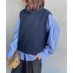 ショッピングジレ ベスト ジレ 「mizuiro ind/ミズイロインド」 ワッフルニット ハイネックベスト レディース