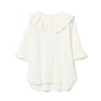 ショッピングシャツ tシャツ ジャカード フリルギャザー ショートスリーブ レディース