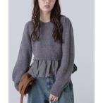 ニット セーター アルパカ混布帛ドッキン