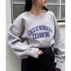 ショッピングニット ニット セーター スウェットライクカレッジロゴニット レディース