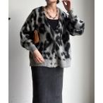 カーディガン 「WEB限定」レオパードジャガードシャギーカーディガン レディース