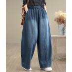 ジーンズ デニム デニムパンツ 裏起毛ワイドデニムパンツ レディース