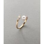 ショッピングパール 指輪 リング パールとビジューが品良く映えるオープンリング レディース