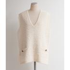 ショッピングジレ ベスト ジレ ツイードライクニットベスト レディース