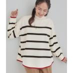 ニット セーター 「洗濯機可/毛玉レス」きれいに体型カバー ポンチョ風ボーダーニット レディース