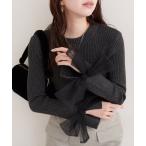 ニット セーター 袖口チュールリボンニット レディース