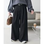 スラックス パンツ 「こなれ感と快適さを両立」ウールブレンドワイドパンツ レディース