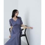 「NATURAL BEAUTY BASIC」 半袖ワンピース MEDIUM ブルー レディース