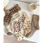 靴下 レディース　レトロ風ソックス 5足セット レディース