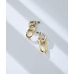 イヤリング コンビカラー オーバル イヤリング レディース