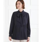 ブラウス シャツ 「マシンウォッシュ/防シワ/UVカット」裾プリーツ取り外しボウタイブラウス レディース