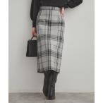 スカート 「洗える/微起毛」Iライン チェックスカート