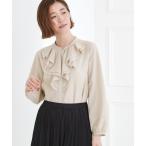 ブラウス シャツ 「手洗いOK」フロントラッフルフリルブラウス レディース