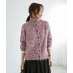 ニット セーター ボタン開きスタンドネックMIXニット レディース