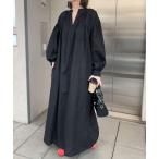 ワンピース 「26年春夏新作」バルーンスリーブ ゆったり マキシ丈ワンピース