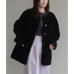ショッピングドゥ ジャケット ノーカラージャケット ノーカラーボアコート レディース