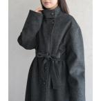 コート チェスターコート スタンドカラー配色ロングコート レディース