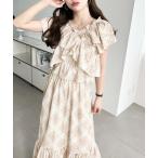 ワンピース ショルダースリットクロスフリルセパレートチェックワンピース