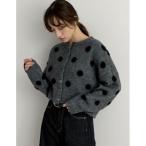 カーディガン ポルカドットショートニットカーディガン レディース