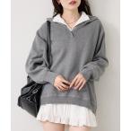 ニット セーター スウェットライクヘンリーニット レディース