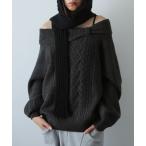 ニット セーター リボンデザインオフショルニット レディース