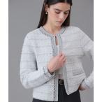 ショッピングツイード カーディガン ノットツイードエジング カーディガン レディース