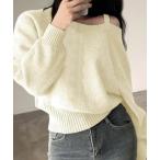 ニット セーター オフショルダーニットトップス肩見せ秋冬服 レディース
