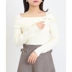 ニット セーター クローバーバックルオフショルニット レディース