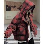 ダウンコート ダウンジャケット チェック柄ダウンジャケット レディース