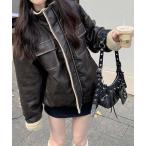 ブルゾン アウター ボアレザーオーバーサイズブルゾン レディース メンズ