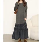 ワンピース ニットパッチワークロ