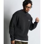 セーター ニット WASHABLE MOCK NECK KNIT：自宅で洗える ウォッシャブル ワンポイント モックネックニット メンズ