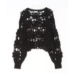 ショッピングacro 「acro」 長袖ニット フリ- ブラック レディース