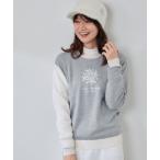 ニット セーター モノグラムモチーフ配色長袖クルーニット レディース